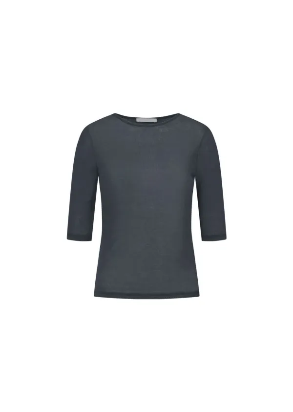 Round Short Sleeve T-shirt, Charcoal