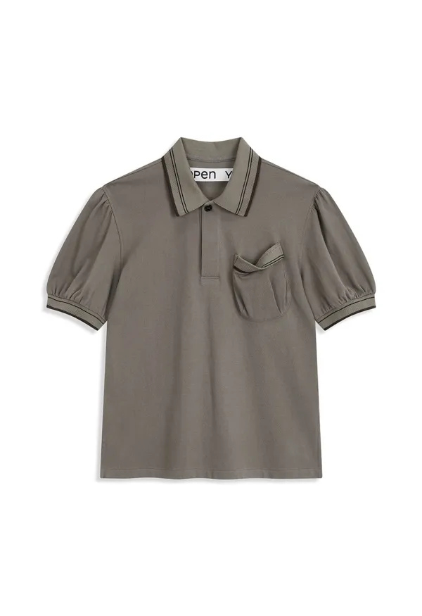 PUFFY PIQUÉ POLO, KHAKI