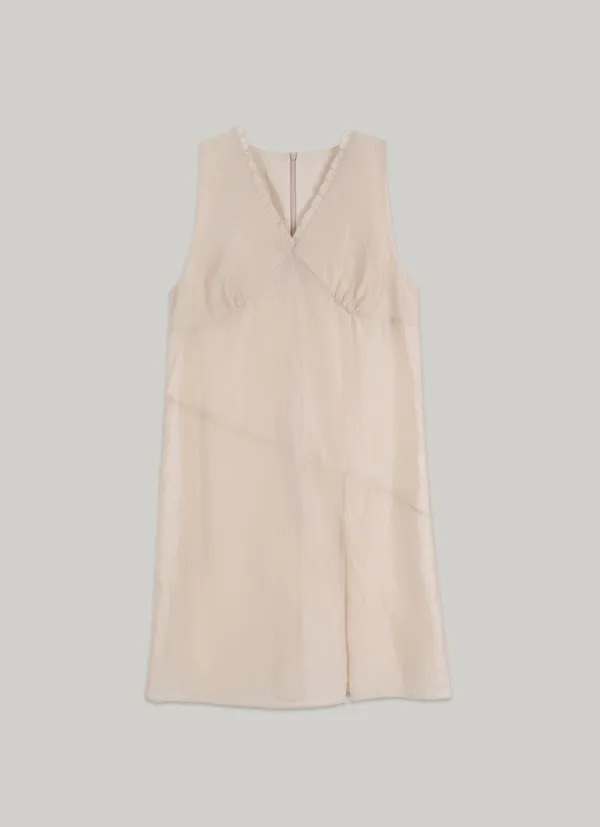 comos 1494 v-neck layered cut dress (pink beige)