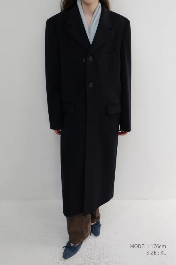 [EARLY ACCESS] UNISEX 2-WAY 3 BUTTON CASHMERE COAT NAVY_UDCO6D121N2