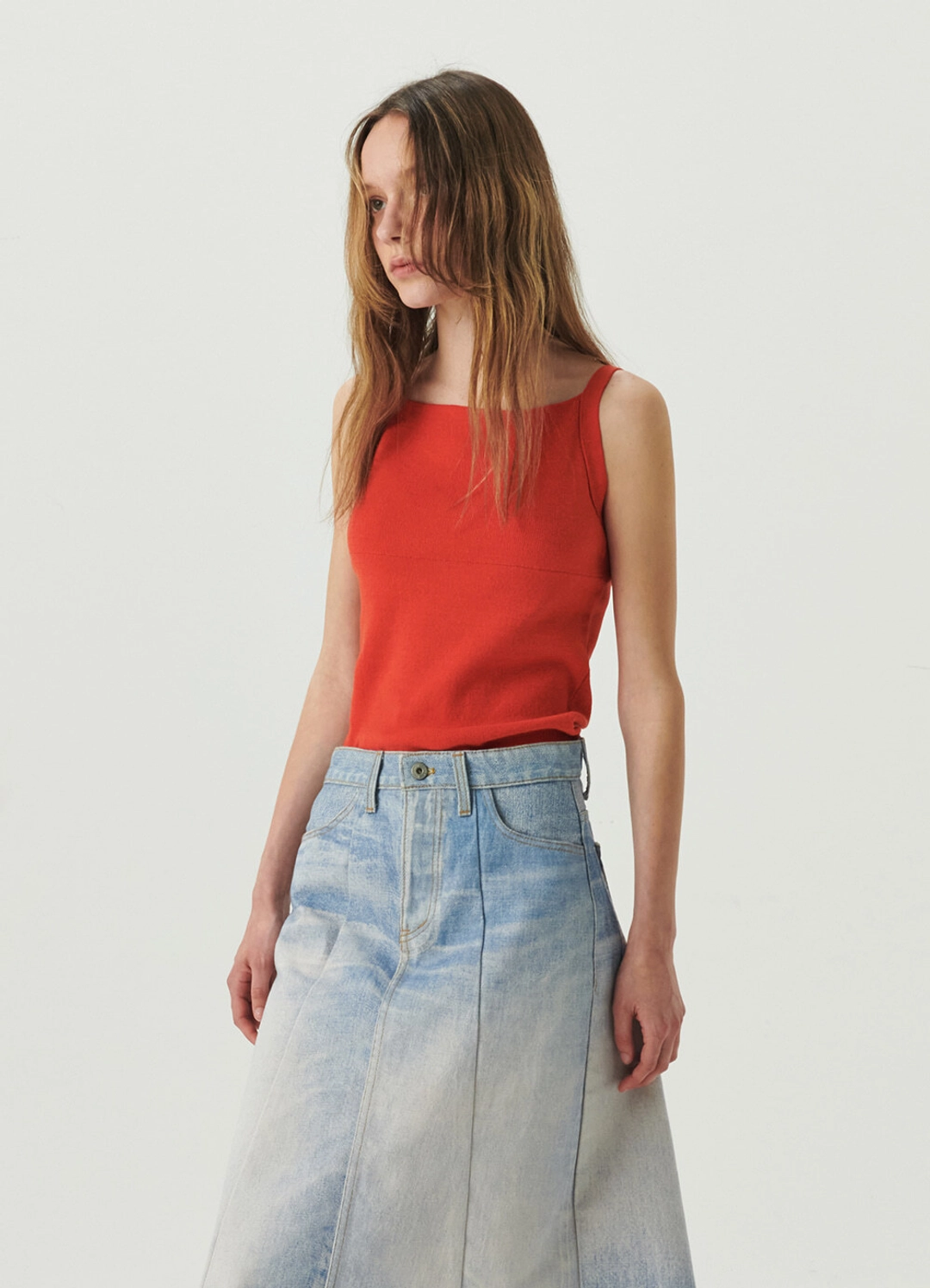 르바 Linen Plain Sleeveless Knit - Tomato 상품 이미지 2