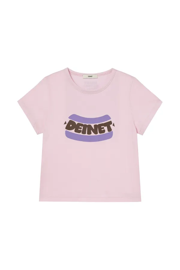 DEINET HOT DOG GRAPHICS T-SHIRTS IN PINK