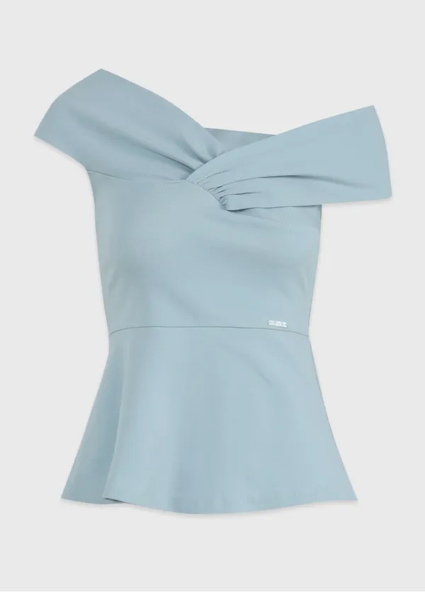  [44-120]  Senedi Peplum Off-Shoulder Tee  세네디 페플럼 오프-숄더 티 (여름-출근룩-오피스룩-격식룩-데일리룩-데이트룩-페미닌-여름하객룩-슬림핏-여리핏-원숄더-오프숄더-민소매-티셔츠-다이마루-자체제작) 
