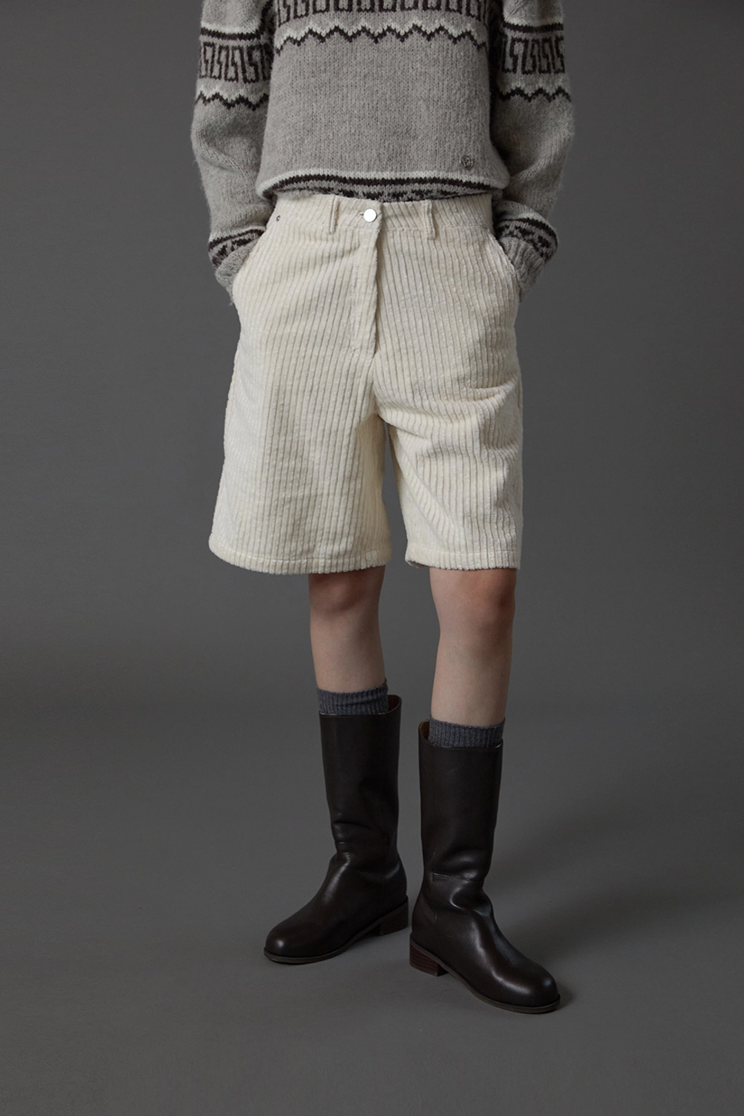 블루브릭 Corduroy bermuda pants (cream) 상품 이미지 2