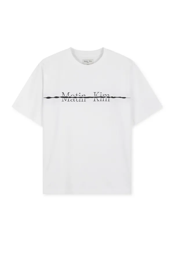 MATIN KIM LOGO CUTTED LAYERED TOP IN WHITE