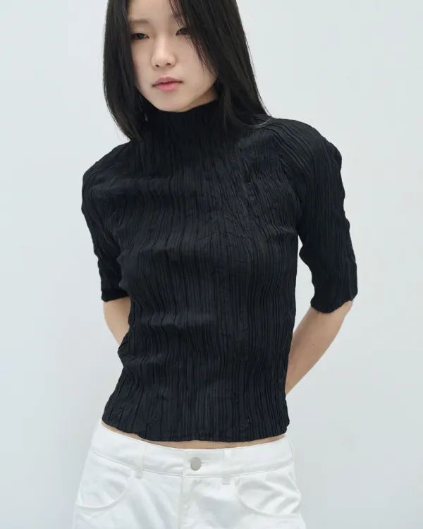 (Top) Double pleats top (black)