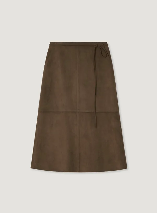 EVE SUEDE SKIRT_CAMEL BROWN