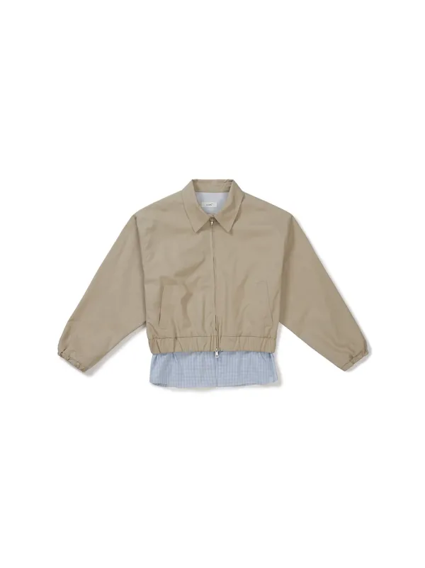 CHECK DETAIL BLOUSON JACKET (BEIGE)