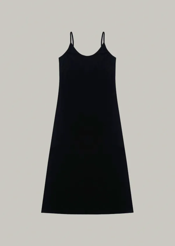scoop neck long sleeveless dress (black)