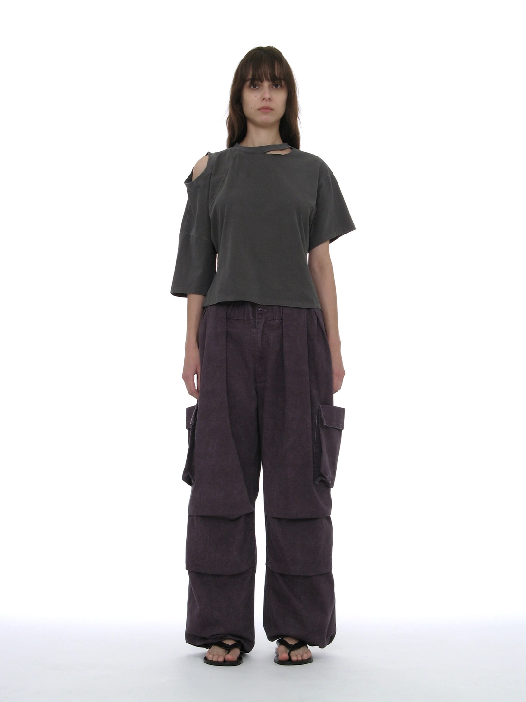 파르티멘토 [WOMEN] 2WAY CUT-OUT DECONSTRUCTED TOP_CHARCOAL 상품 이미지 2
