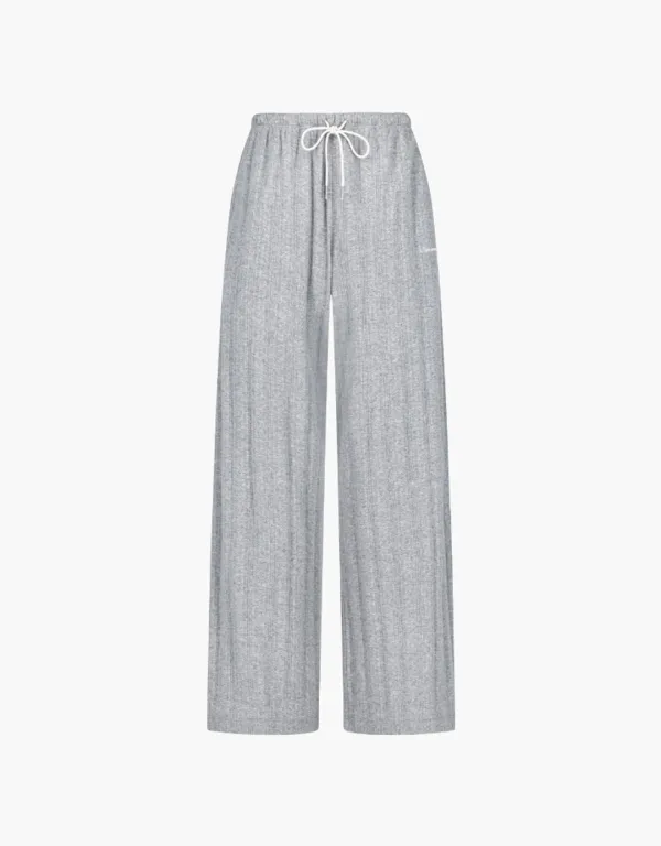 eyelet banding pants - melange grey