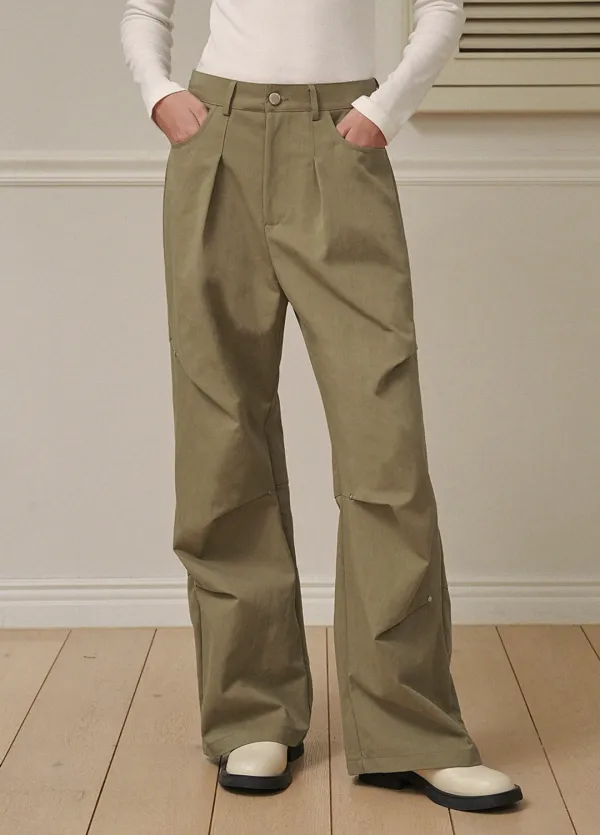 [25-36] Superb Rivet-Parachute Wide Pants&nbsp;수퍼브 리벳-파라슈트 와이드 팬츠 (가을/데일리룩/일상룩/마실룩/캠퍼스룩/꾸안꾸/캐주얼룩/유니크/시크/와이드/핀턱/롱팬츠/빅사이즈/자체제작) 