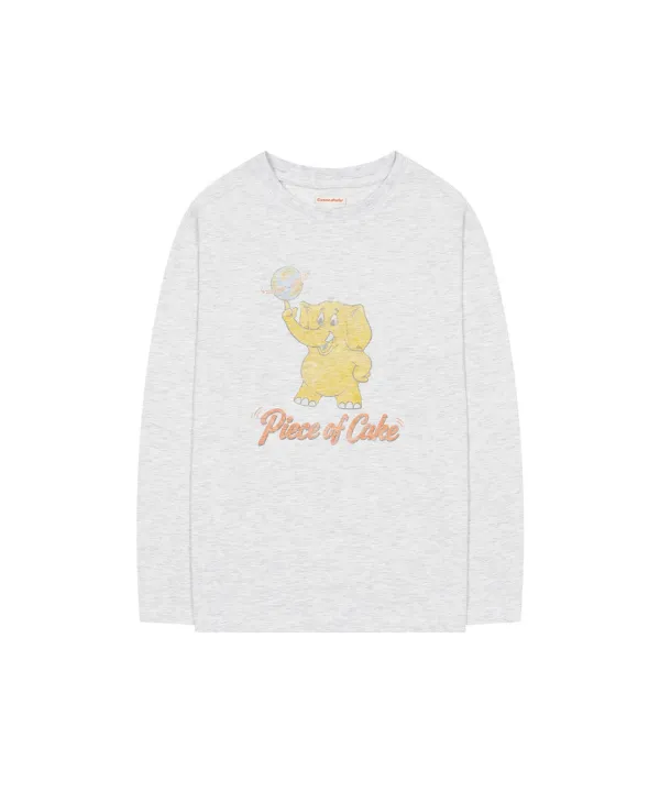 A3636 Retro elephant 롱 슬리브_Melange white