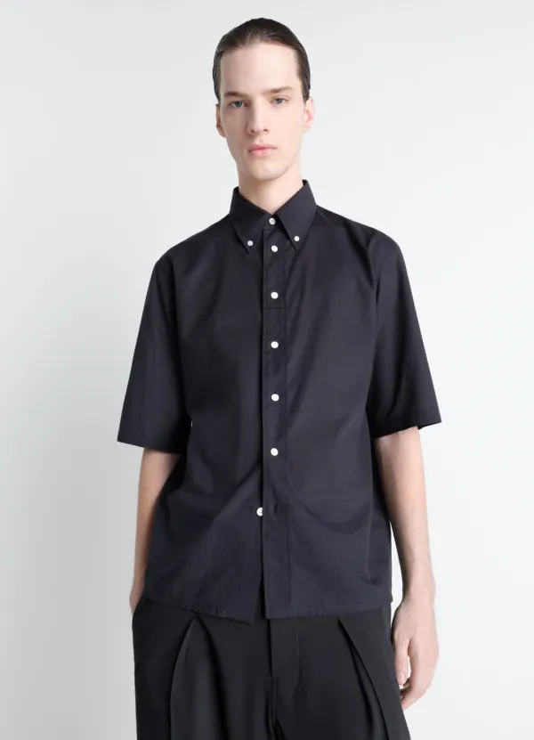 SHORT SLEEVE SHIRT IN WASHED COTTON MUSLIN