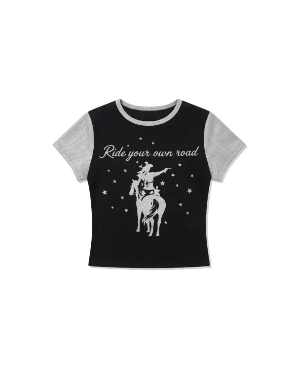 Western ringer tee - Black