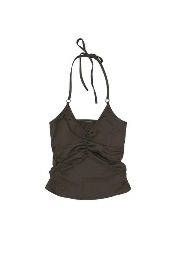 HALTER O-RING TANK TOP (BROWN)