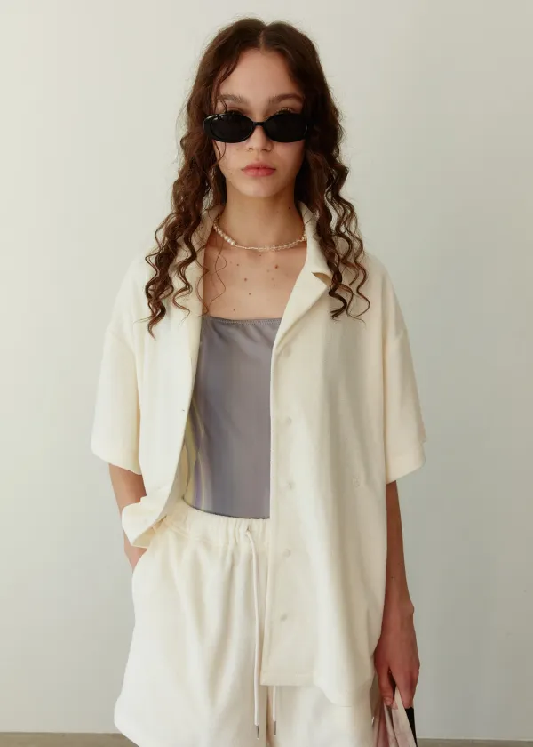 Solid Terry Camp Shirt_Ivory