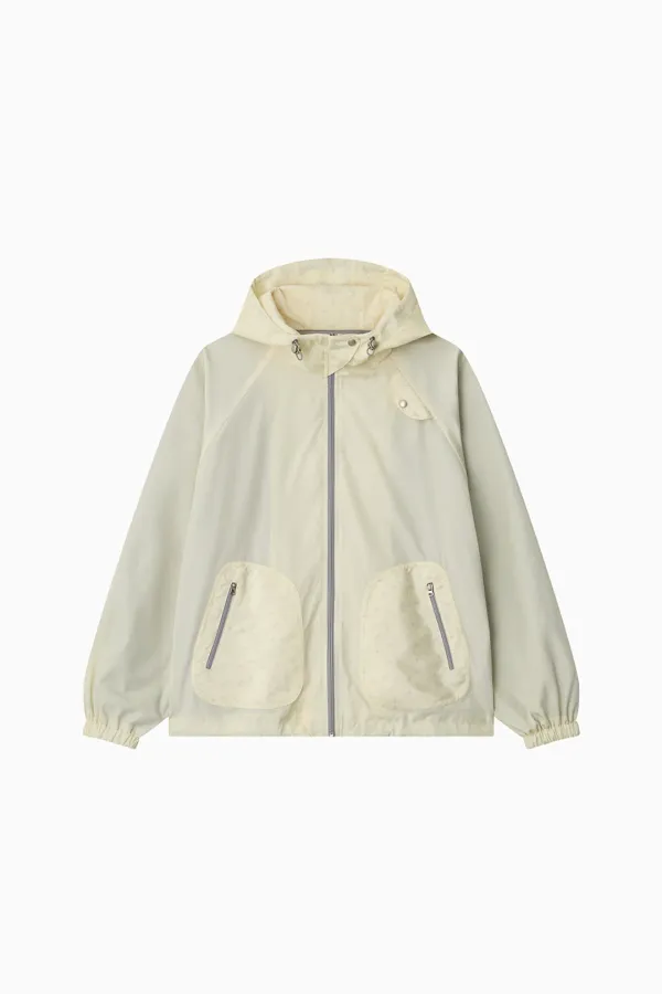 MIXED PATTERN WINDBREAKER, BUTTER FLORAL