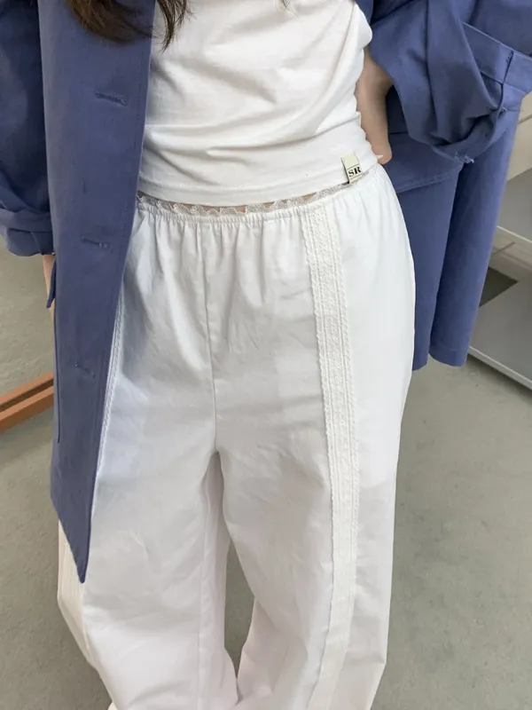 LACE COTTON PANTS - WHITE