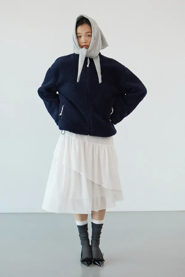 Mesh ruffle skirt_ivory
