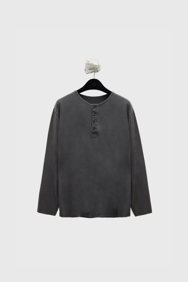 Garment Dyed Henley Neck L/S T-shirt