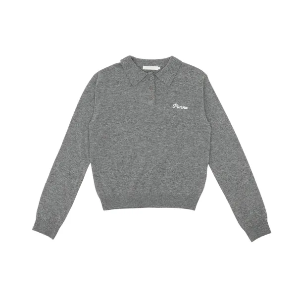 Giant Smiley Knit PK Shirt (heather grey)