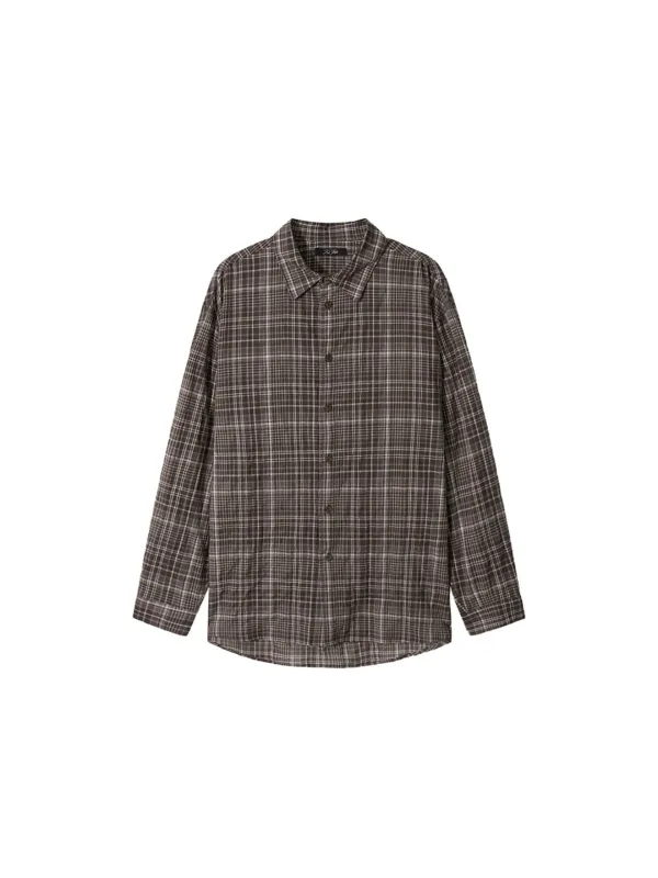 Sheer Check Shirt Brown