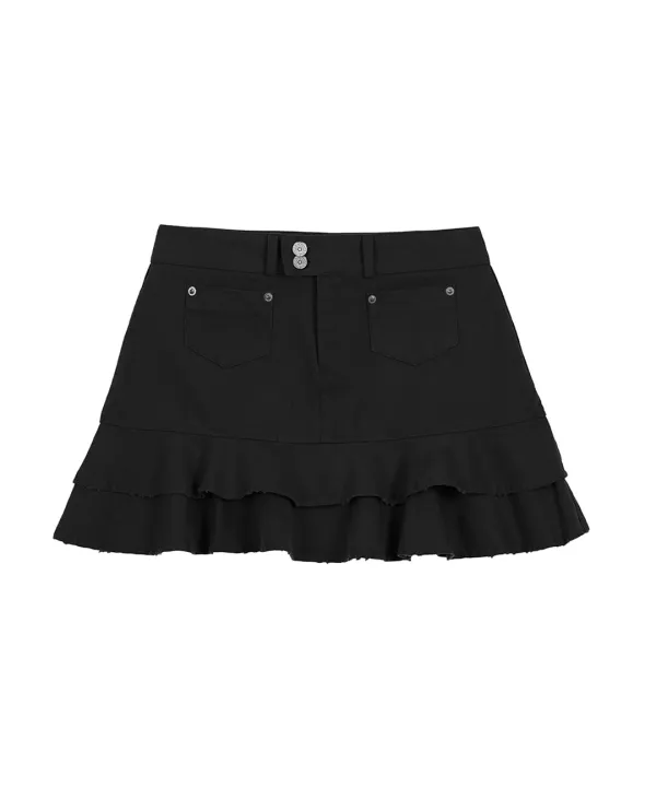 Rebel Layer Frill Mini Skirt [Black]