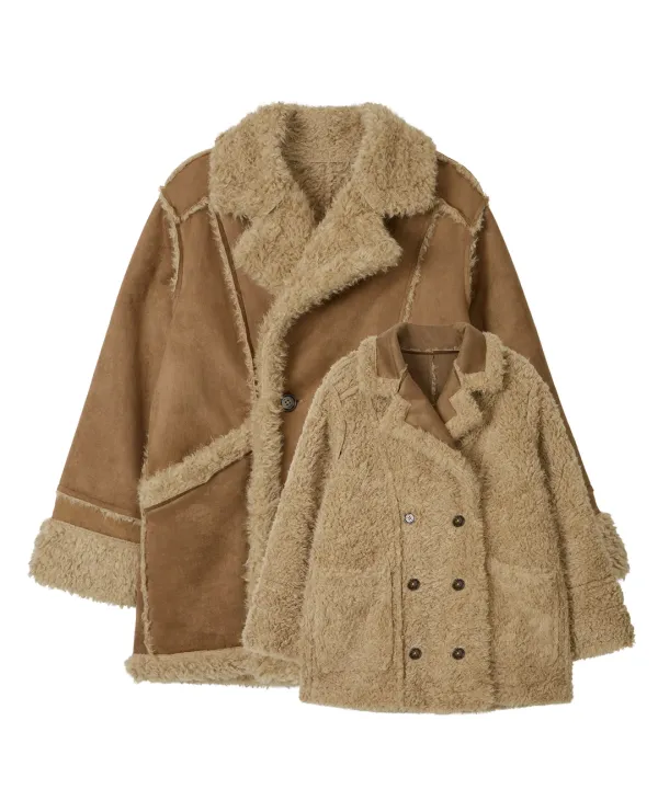Reversible Shearling Double Mustang-Beige