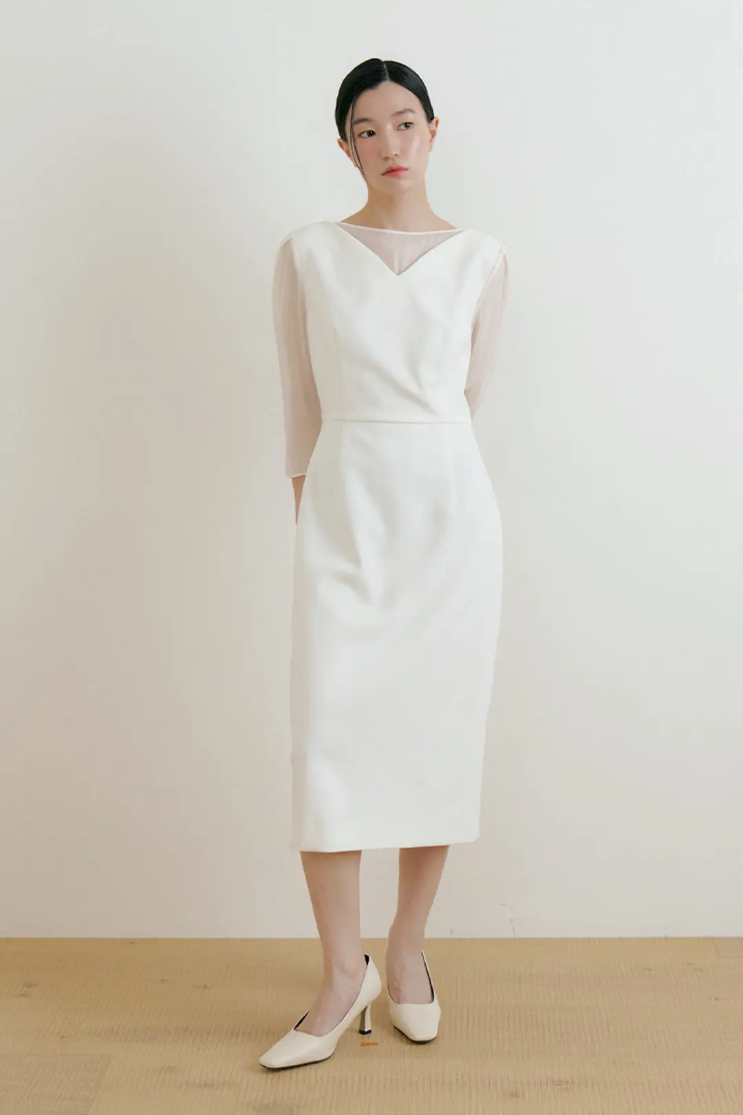 루시르주 See-through Wrap One-piece (ivory) 상품 이미지 1