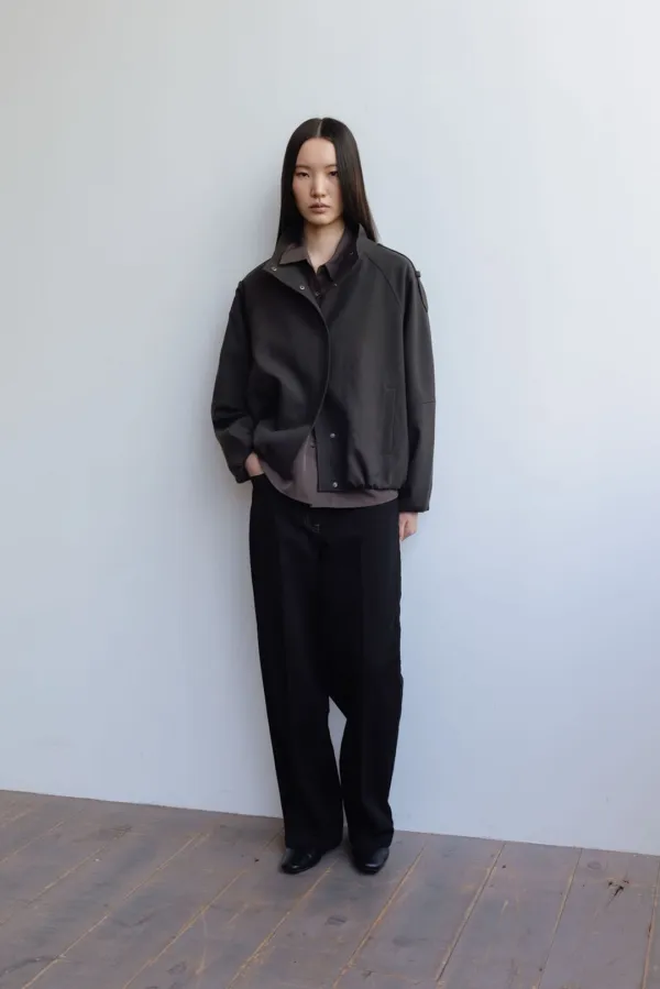 Volume funnel-neck wool Jumper_Deep olive(9/18 순차발송)