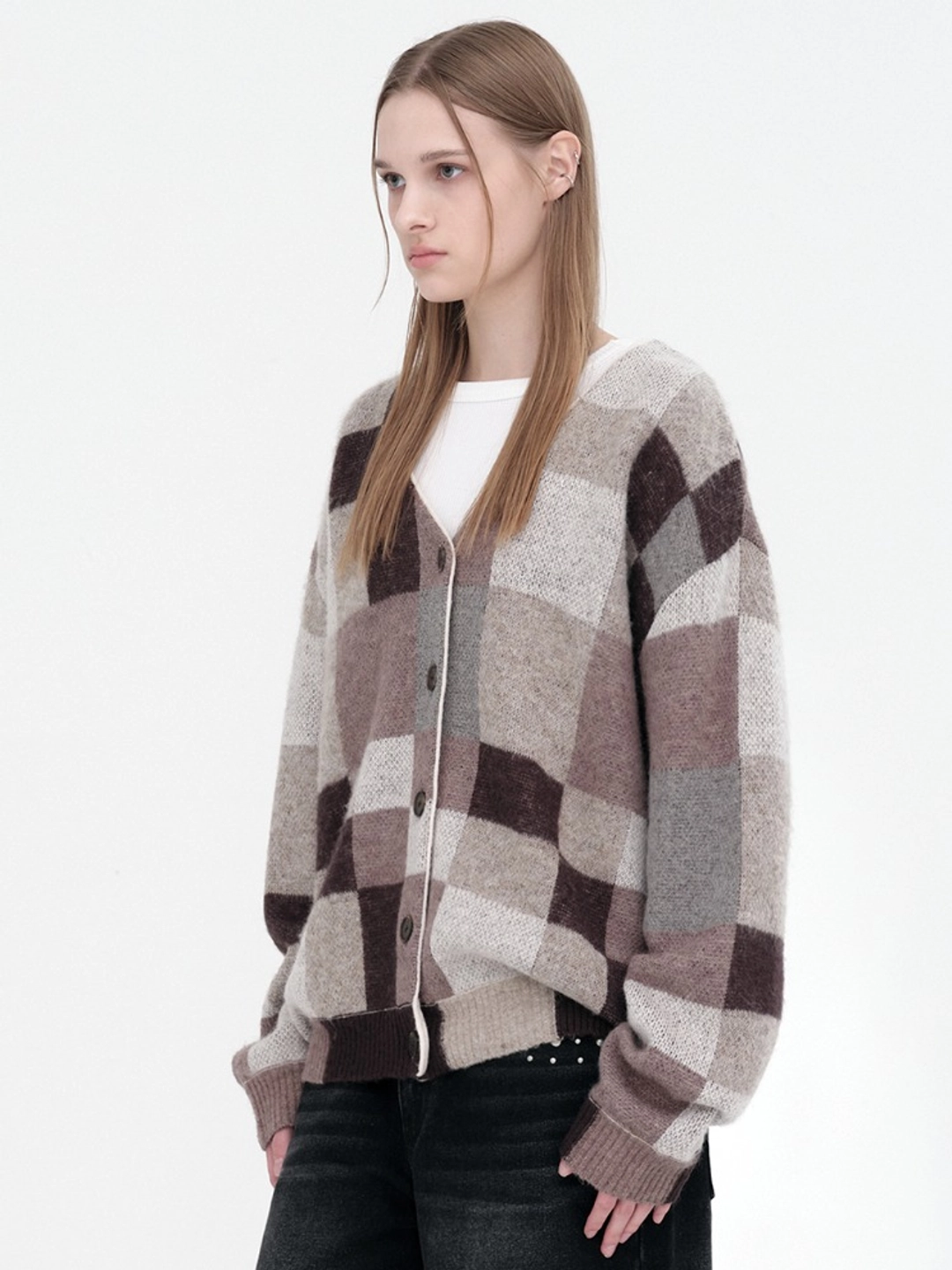 밀로 우먼 Color Block Oversized Cardigan [Beige] 상품 이미지 2