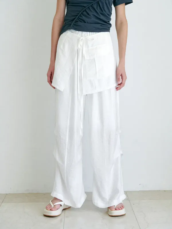 LAYERED SKIRT PANTS / WHITE