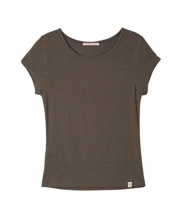 Essential Angora Half Tee-Brown