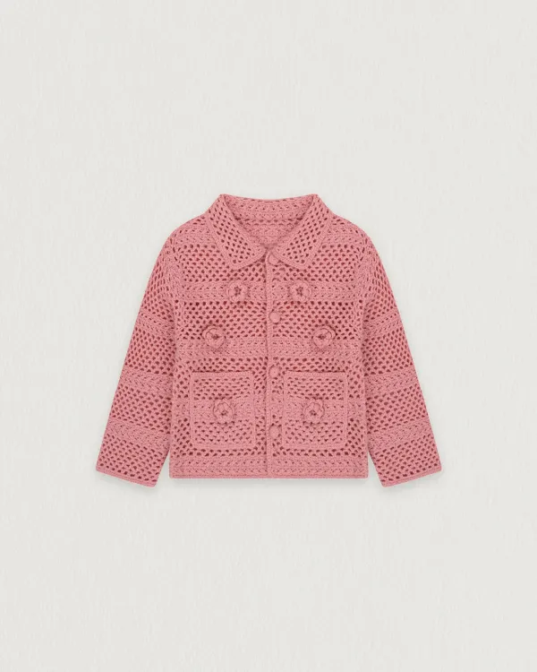 [3차] flétta Handmade Flower Crochet Cardigan_Pink