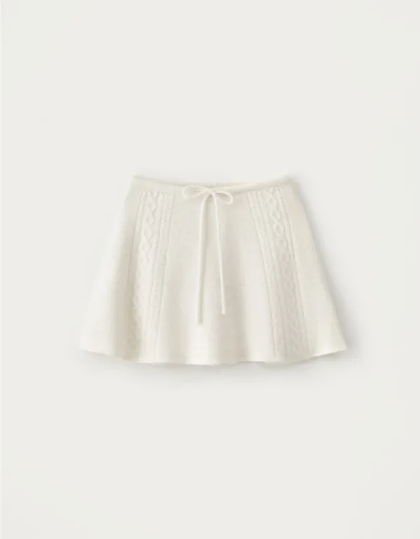 Alpaca Cable Mini Skirt - Ivory