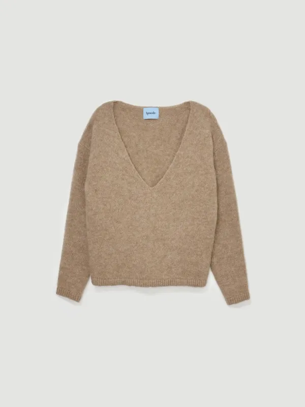 Deep v-neck knit (베이지)