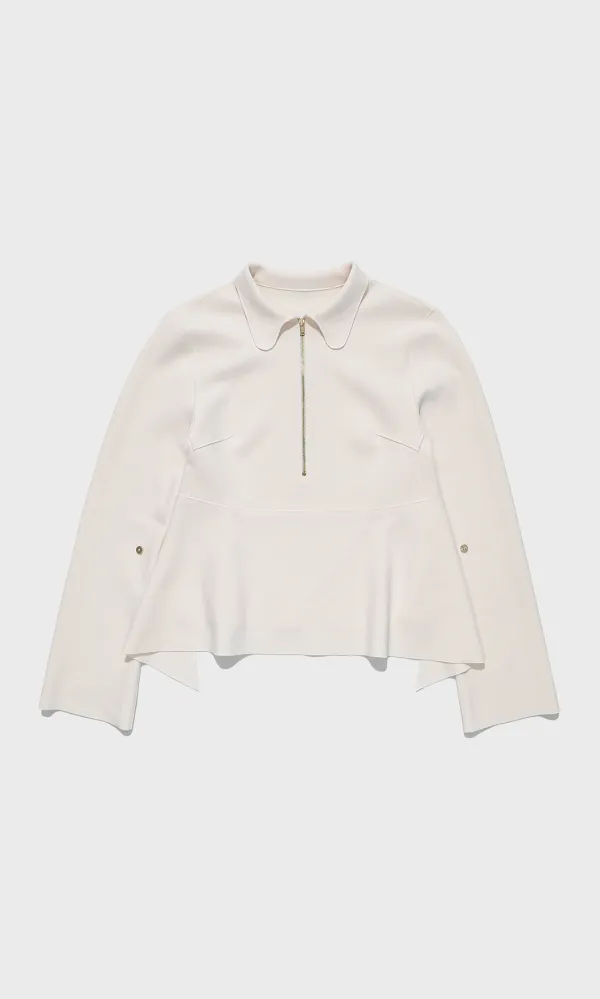 Signature A-line Zipper Top_Sharp Ivory
