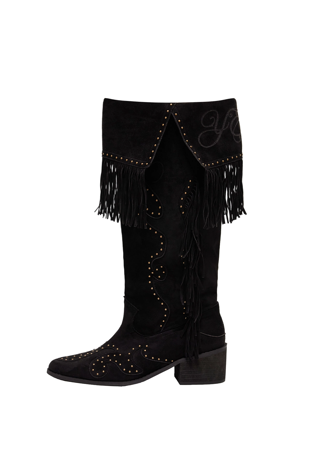 와이이이엘 STUDDED SUEDE FRINGE BOOTS BLACK 상품 이미지 3