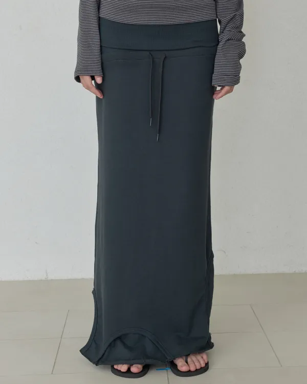 FOLD OVER JERSEY SKIRTS - CHARCOAL