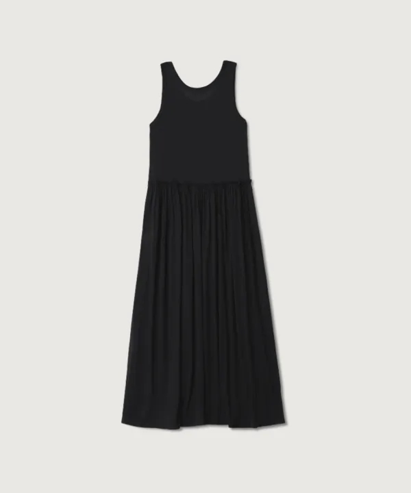 [MOOAU] Silk sleeveless maxi dress (Charcoal)