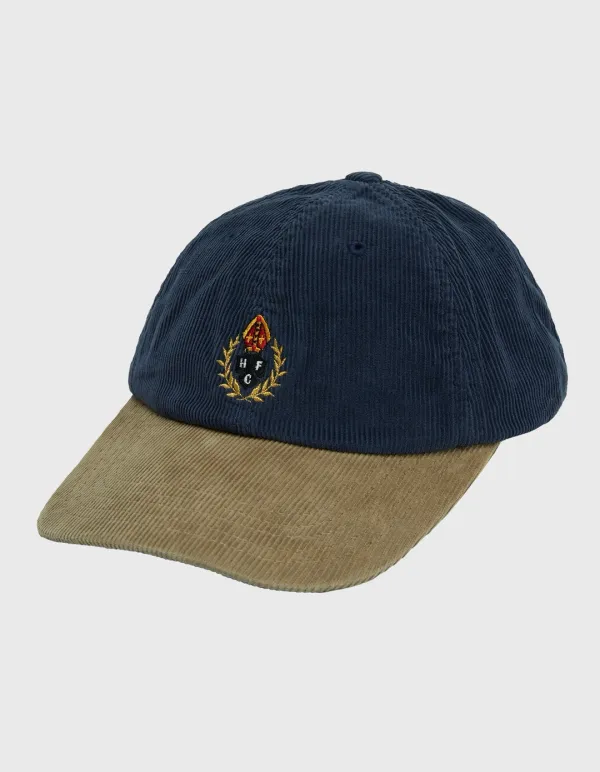 CREST WASHED CORDUROY CAP / Navy-Beige