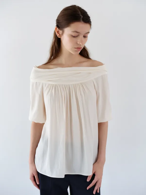 ALAIA SHIRRING BLOUSE / CREAM