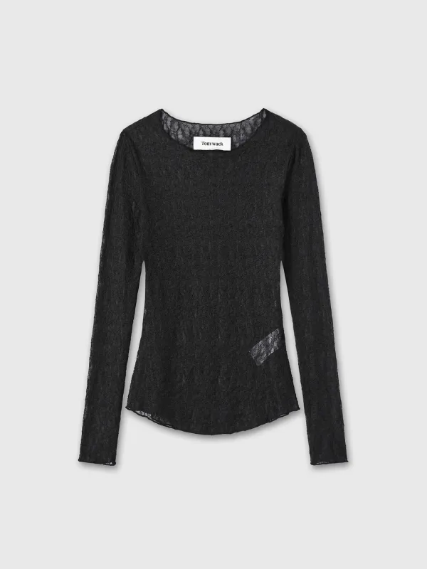 (W) LACE LONG SLEEVE TOP_ BLACK