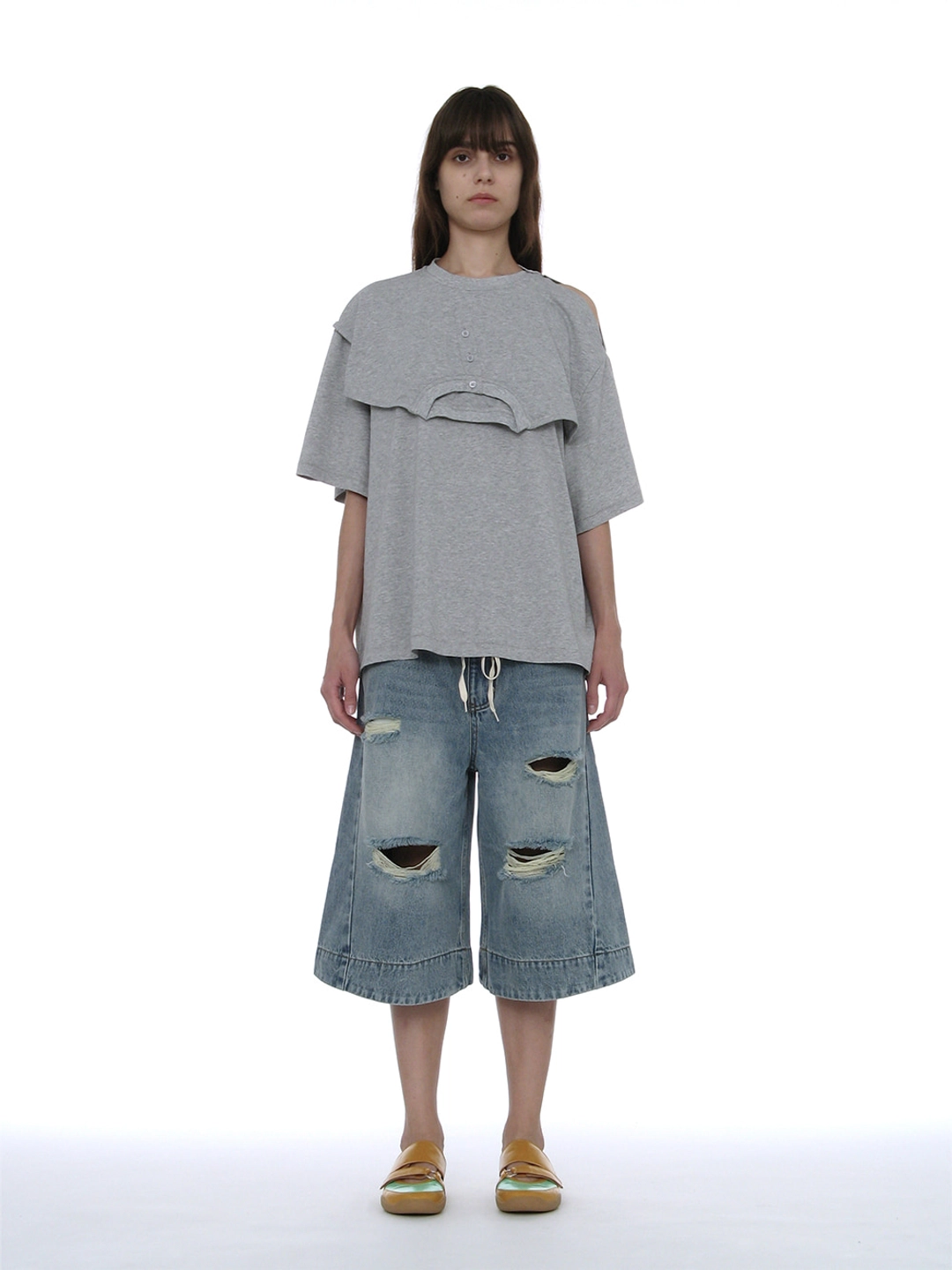 파르티멘토 [WOMEN] DECONSTRUCTED SHORT SLEEVE TEE_MELANGE 상품 이미지 2