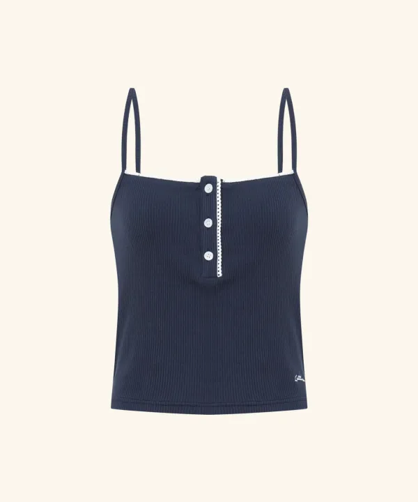 Letters Lace Sleeveless ( Navy )