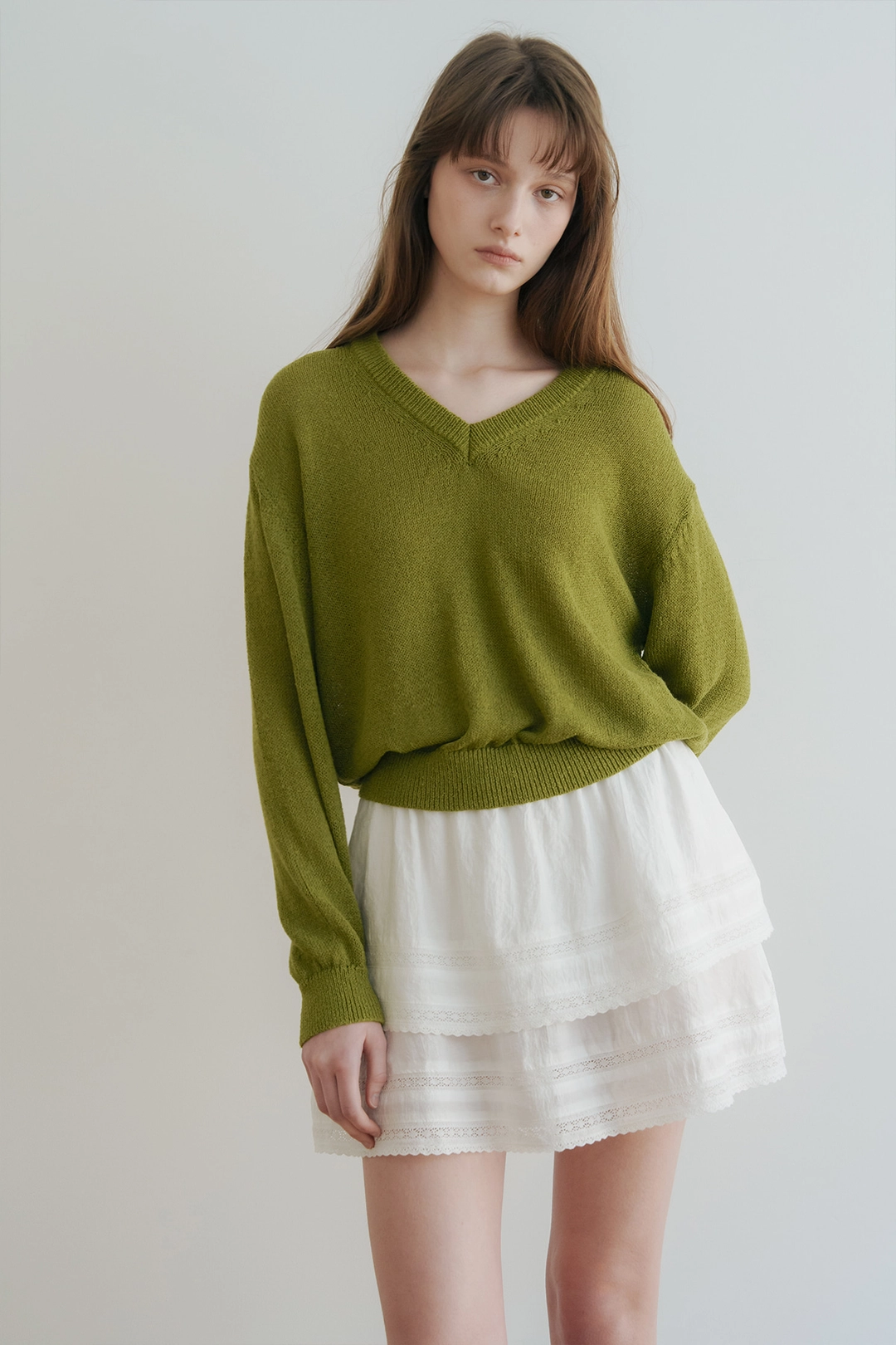 샤드라마 MOCO LOOSE V-NECK KNIT [OLIVE] 상품 이미지 2