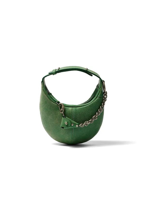 LEATHER MOTO HOBO MINI, GREEN