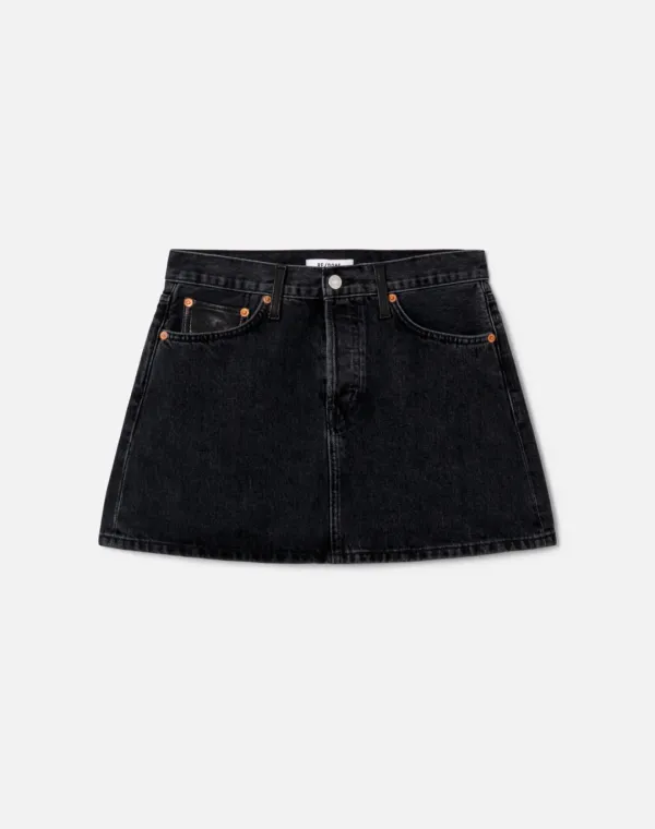 Aline Classic Skirt - Back To Black Leather