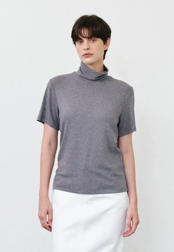 REFINED TURTLENECK HALF T-SHIRTS - GRAY